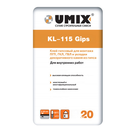 Клей гипсовый UMIX KL-115 Gips 20 кг